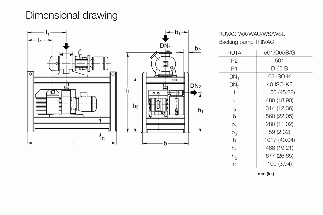 Hệ thống bơm chân không Leybold RUTA WAU 501 / D 65 B / G 1