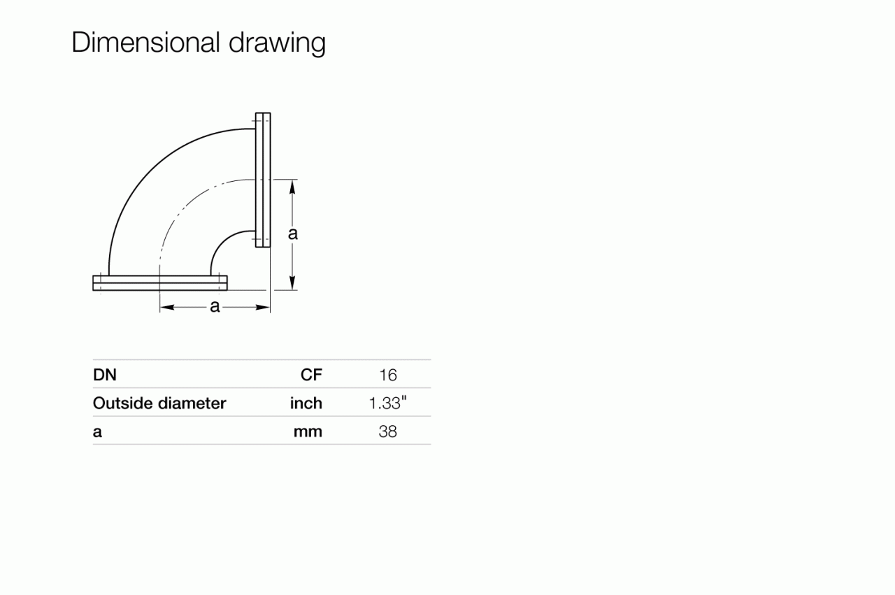 Đường cong ống 90° CF 1