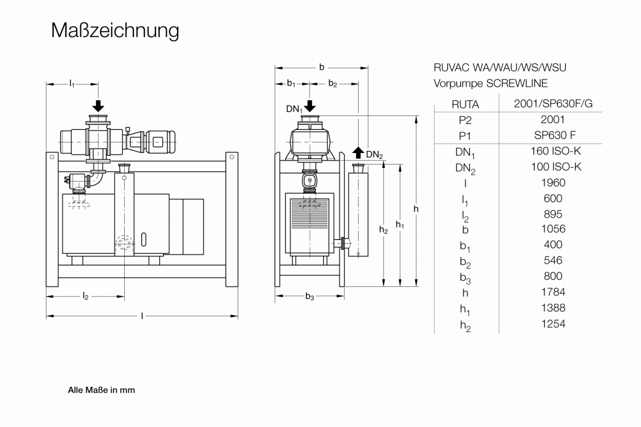 Hệ thống bơm chân không Leybold RUTA WAU 2001 / SP 630 F / G 0