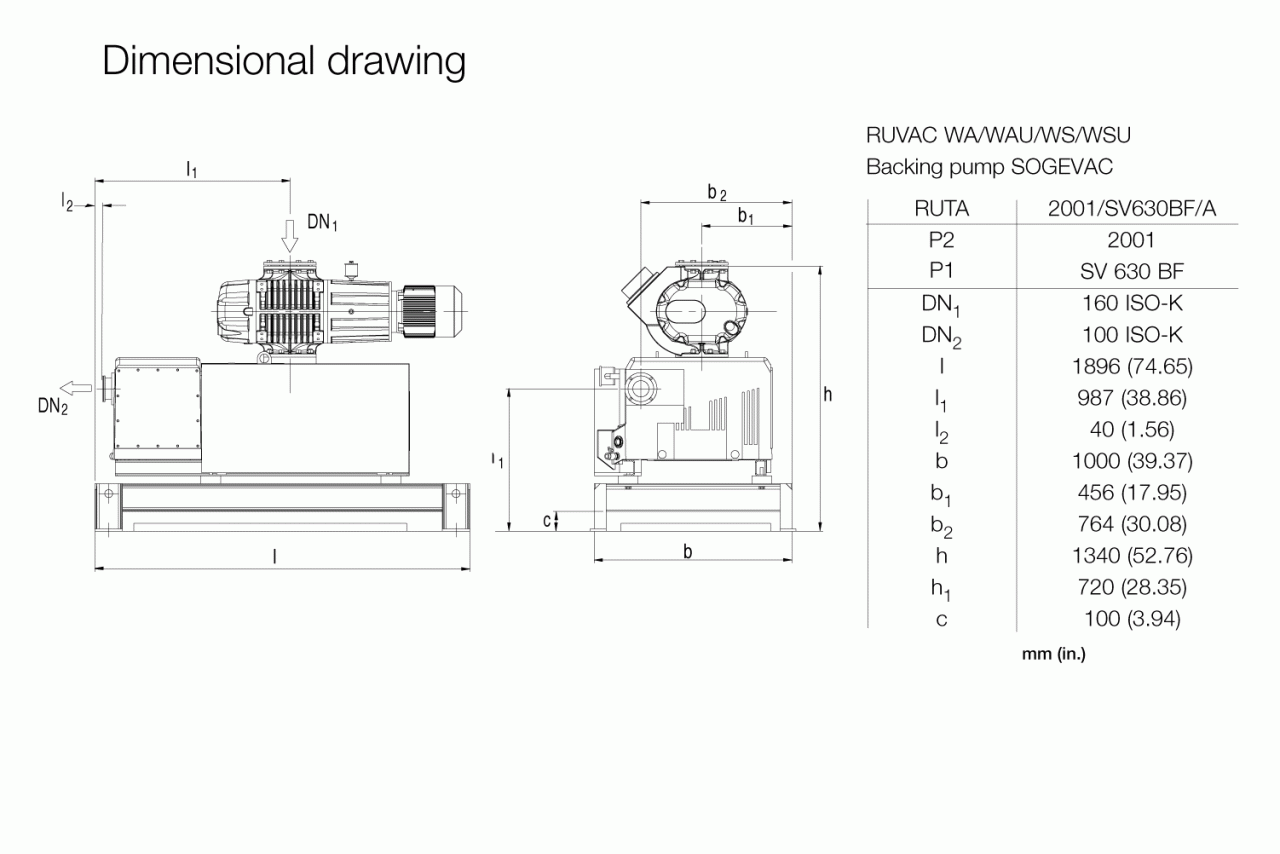 Hệ thống bơm chân không Leybold RUTA WAU 2001 /SV 630 BF / A 1