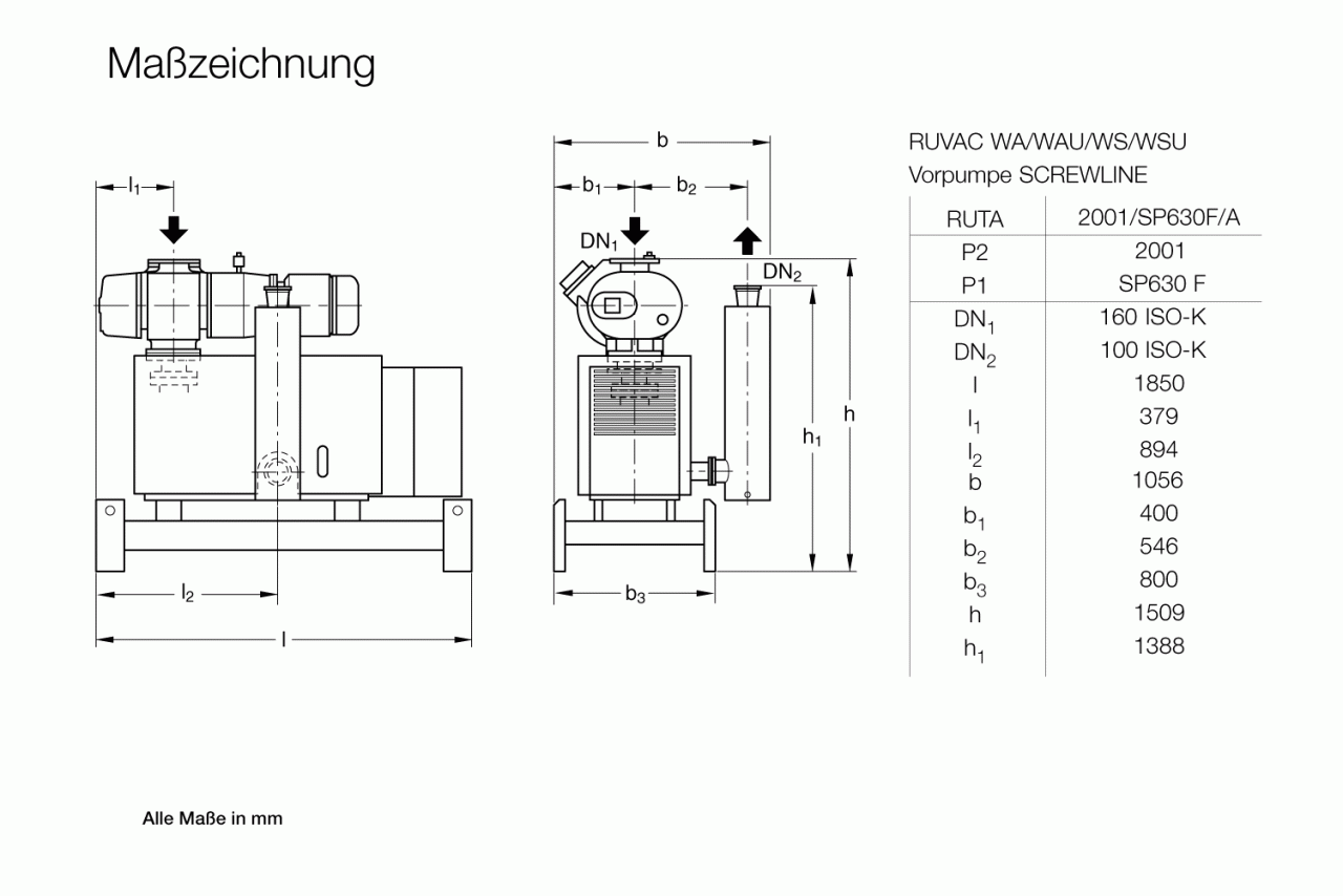 Hệ thống bơm chân không Leybold RUTA WAU 2001 / SP 630 F / A 0