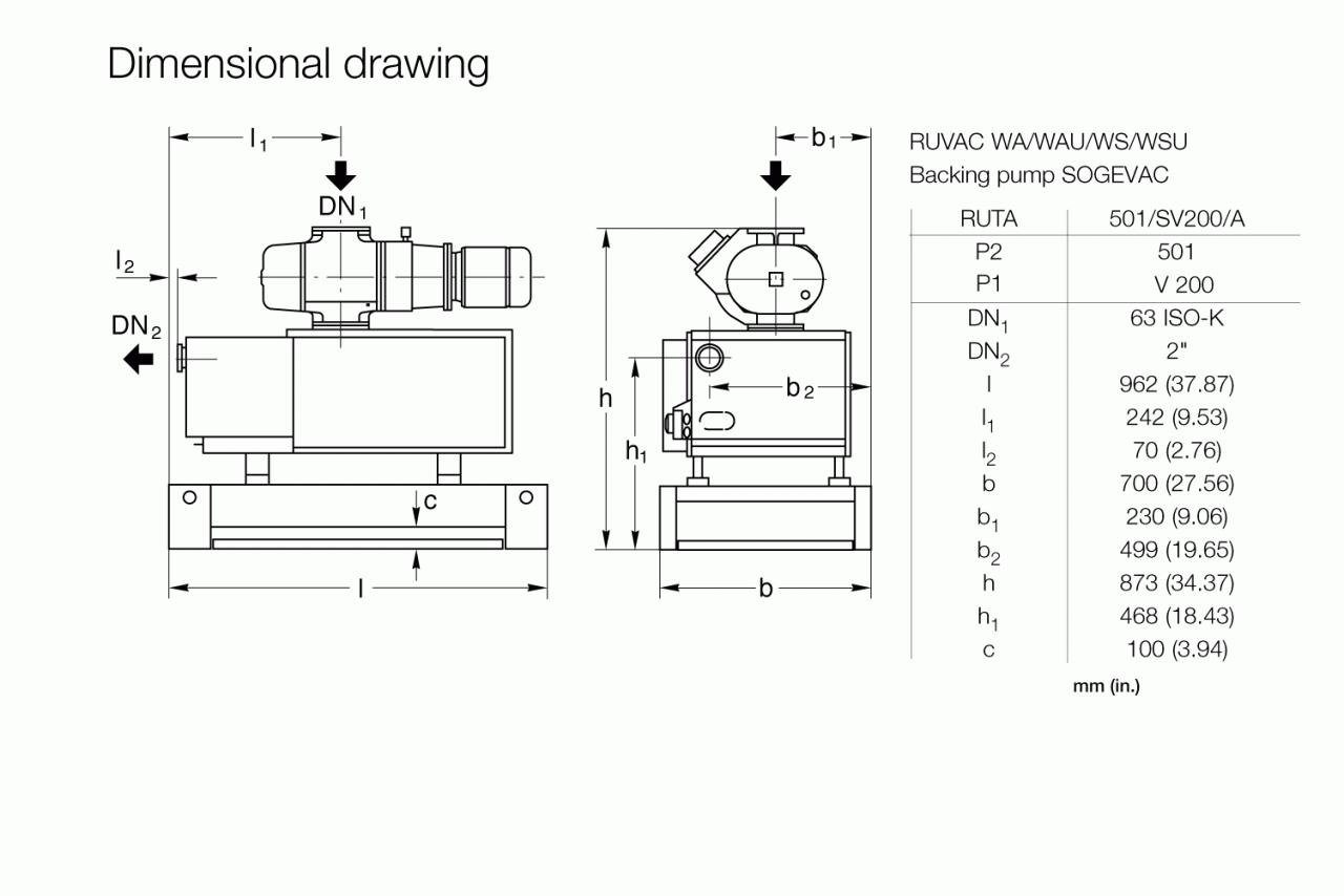 Hệ thống bơm chân không Leybold RUTA WAU 501 / SV 200 / A 1