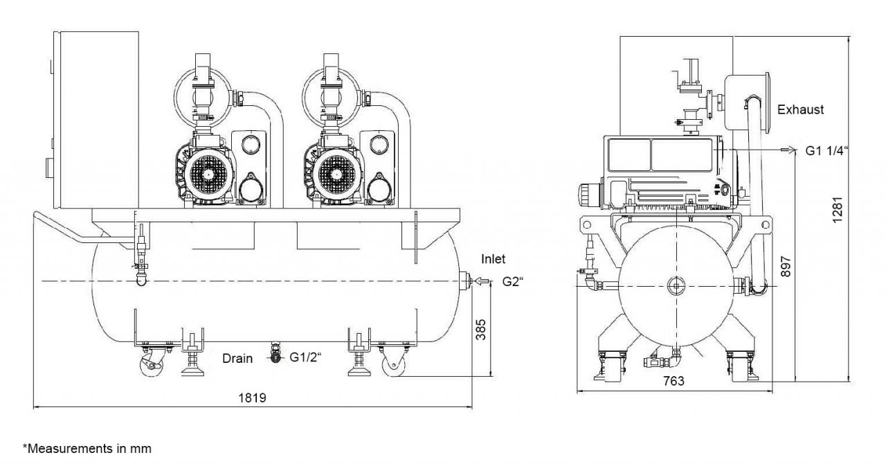 Hệ thống cung cấp chân không Leybold 300L-CVS300 - 2XSV65B FF 1