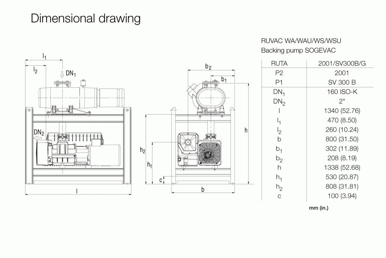 Hệ thống bơm chân không Leybold RUTA WAU 2001 / SV 300 B / G 1