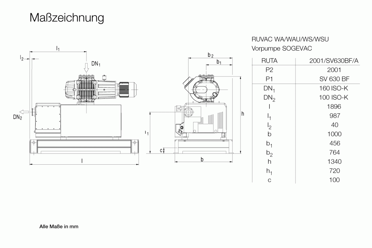 Hệ thống bơm chân không Leybold RUTA WAU 2001 /SV 630 BF / A 0