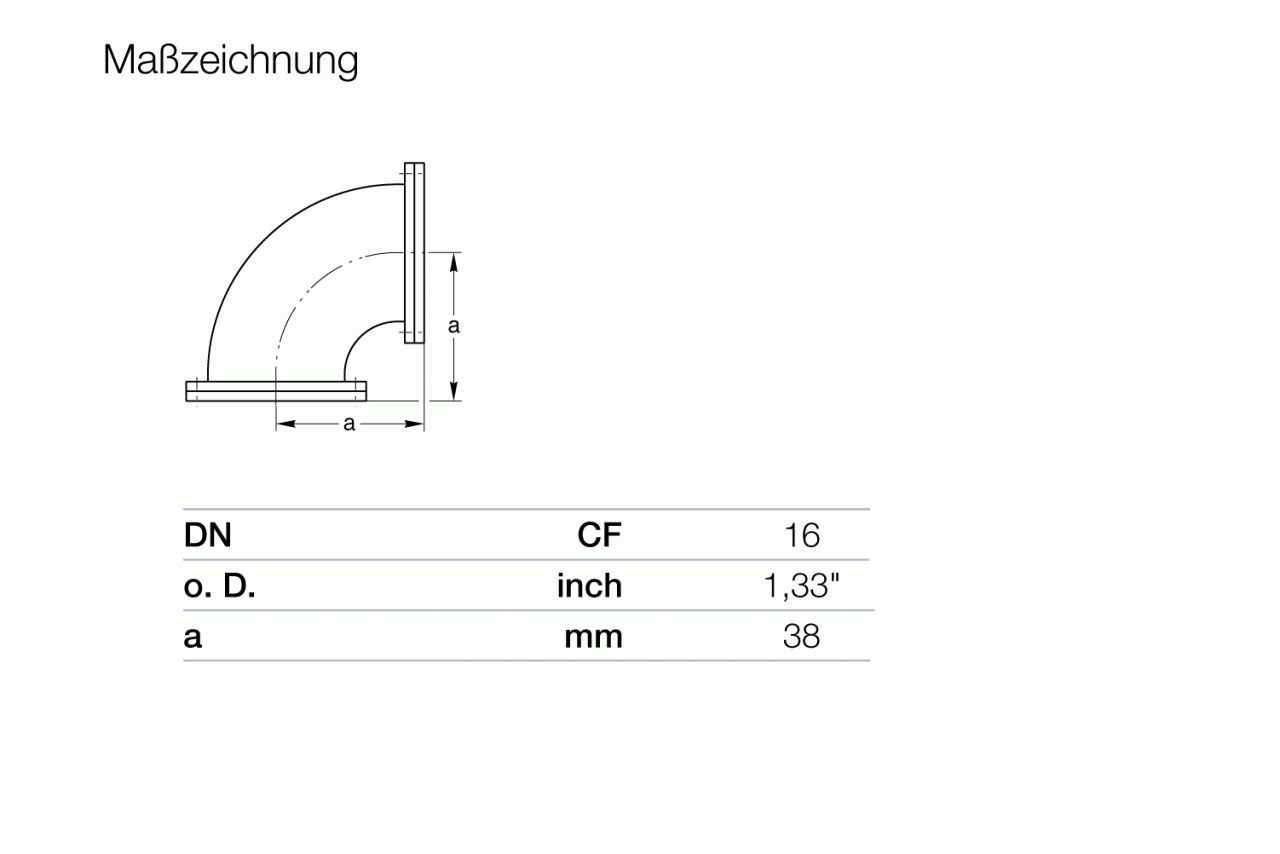 Đường cong ống 90° CF 0