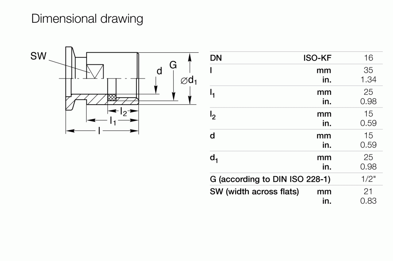 Mặt nối vít ISO-KF 1